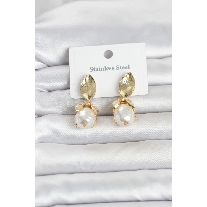 316L Çelik Gold Renk Çiçek Model Kadın Küpe TJ-BKP11802
