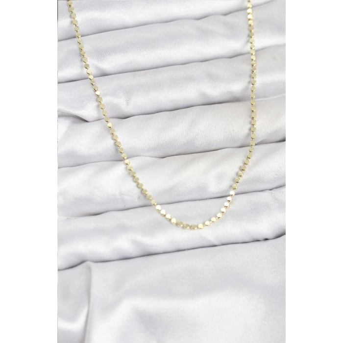 316L Çelik Gold Renk İnce Ezme Zincir Kadın Kolye - TJ-BKO10791