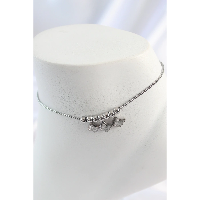 316L Çelik Gold Renk Minimal Kalp Model Renkli Zirkon Taşlı Halhal - TJ-HH1630