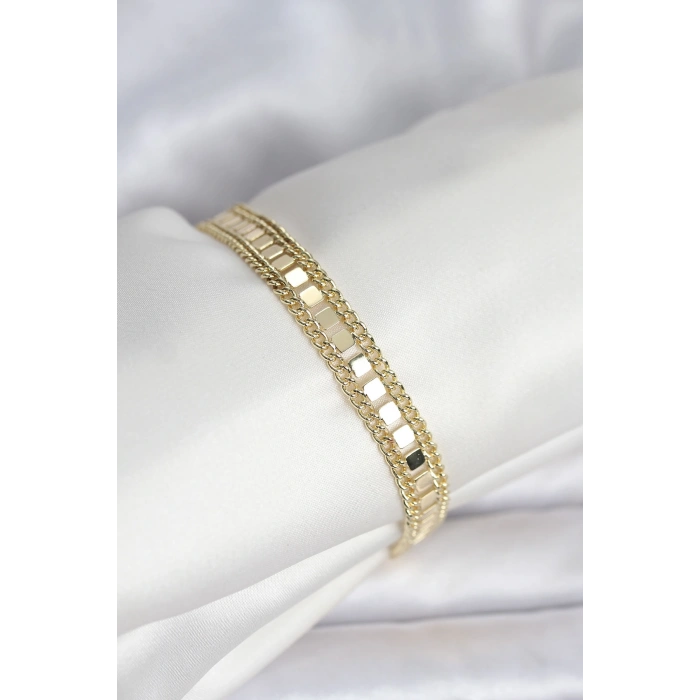 316L Çelik Gold Renk Pullu Zincir Model Kadın Bileklik - TJ-BB8159