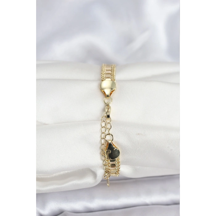 316L Çelik Gold Renk Pullu Zincir Model Kadın Bileklik - TJ-BB8159