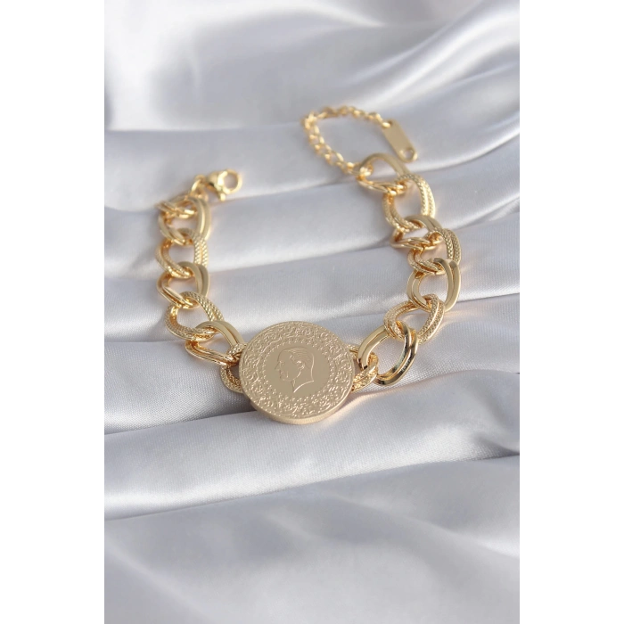 316L Çelik Gold Renk Tam Altn Model Samanyolu Kadın Bileklik - TJ-BB5866