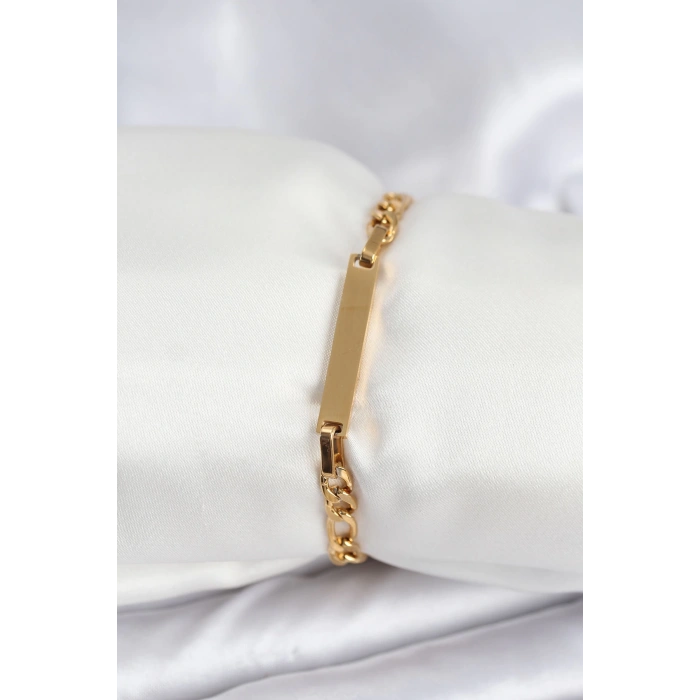 316L Çelik Gold Renk Yazı Yazmaya Uygun Kadın Bileklik - TJ-BB7916