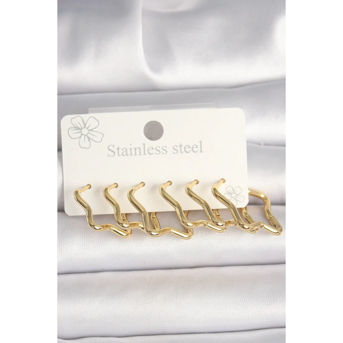 316L Çelik Gold Renk Yıldız Model Kadın Küpe Seti - TJ-BKP10352
