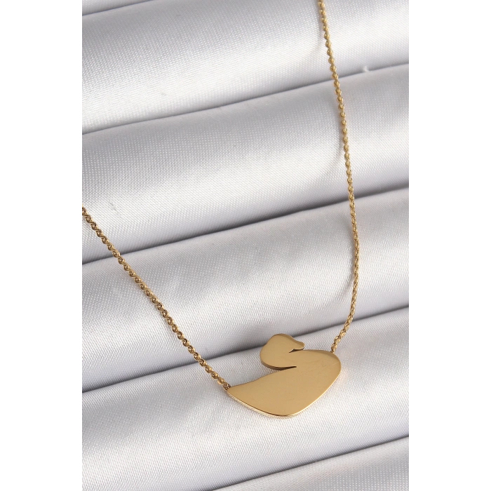 316L Çelik Gold Renk Zincir Kuğu Model Kadın Kolye - TJ-BKO9873