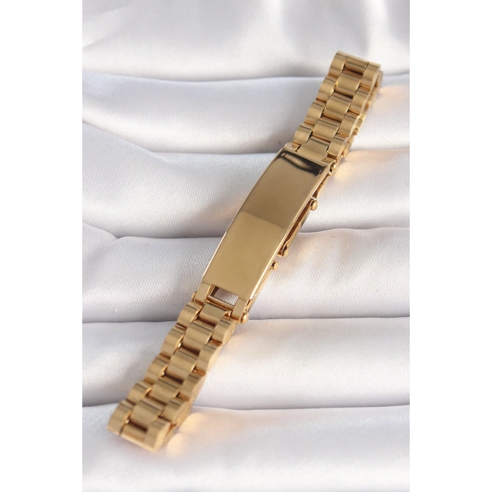 316L Çelik Gold Renk Zincir Künye Model Erkek Bileklik - TJ-EB3725
