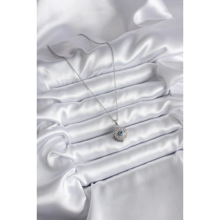 316L Çelik Gold Renk Zirkon Taşlı Göz Model Kadın Kolye - TJ-BKO8169