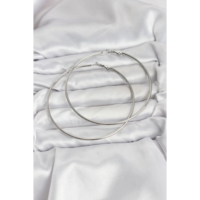 316L Çelik Gümüş Renk 75 mm Halka Küpe - TJ-BKP11509