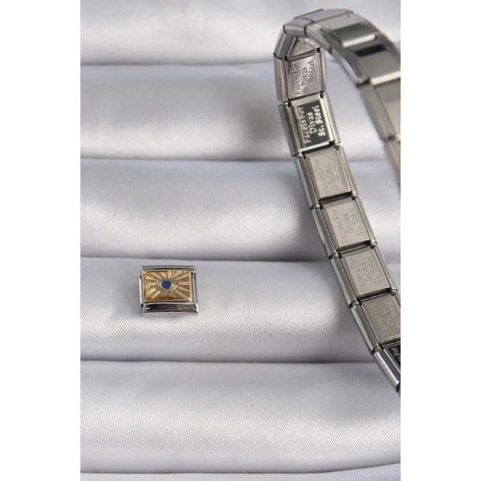 316L Çelik Gümüş Renk Altın Göz İşlemeli Nomination Charm - TJ-BC1025