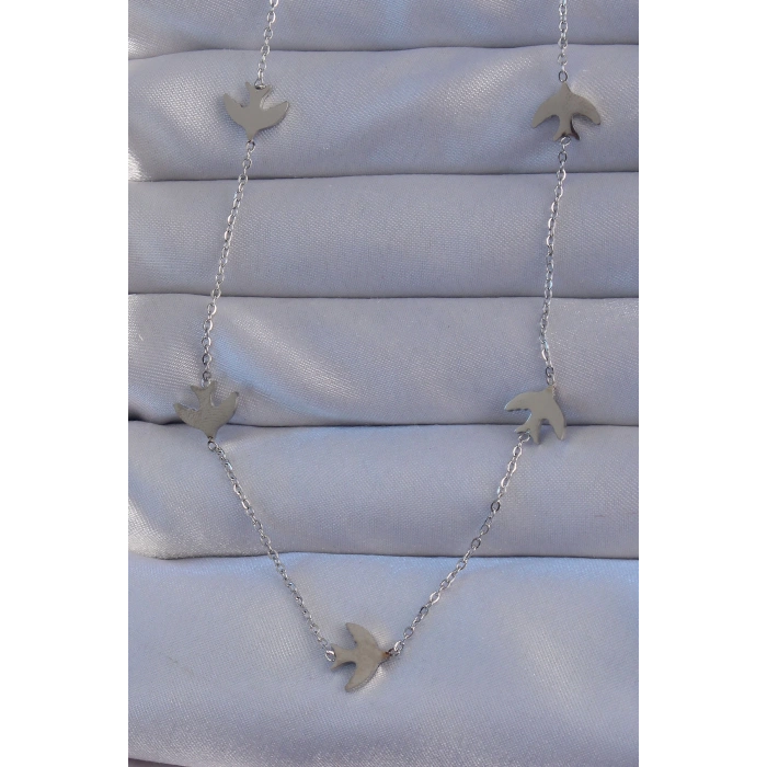 316L Çelik Gümüş Renk Kuş Model Kolye - TJ-BKO8942