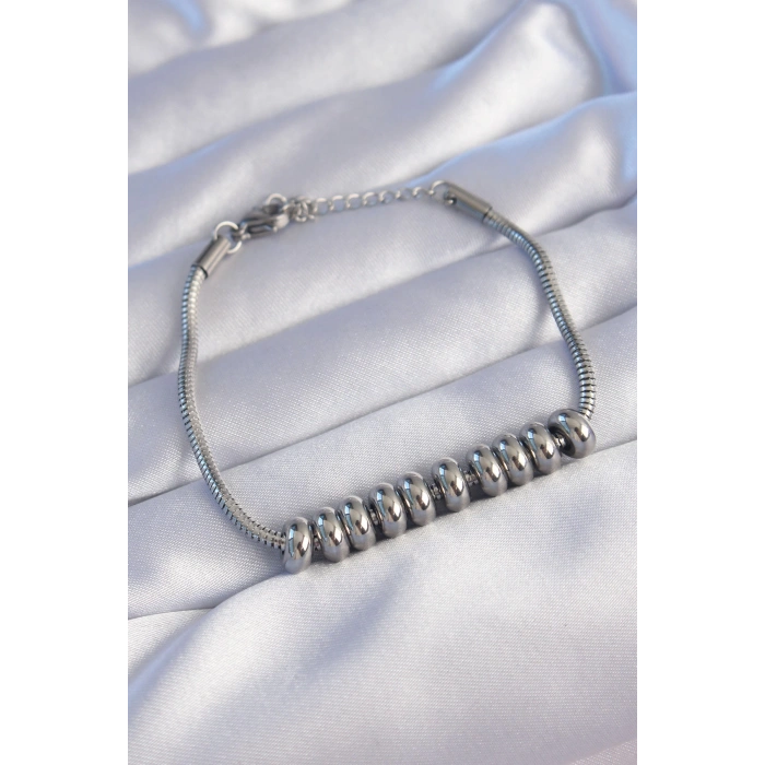 316L Çelik Gümüş Renk Oval Figürlü Bileklik - TJ-BB6097