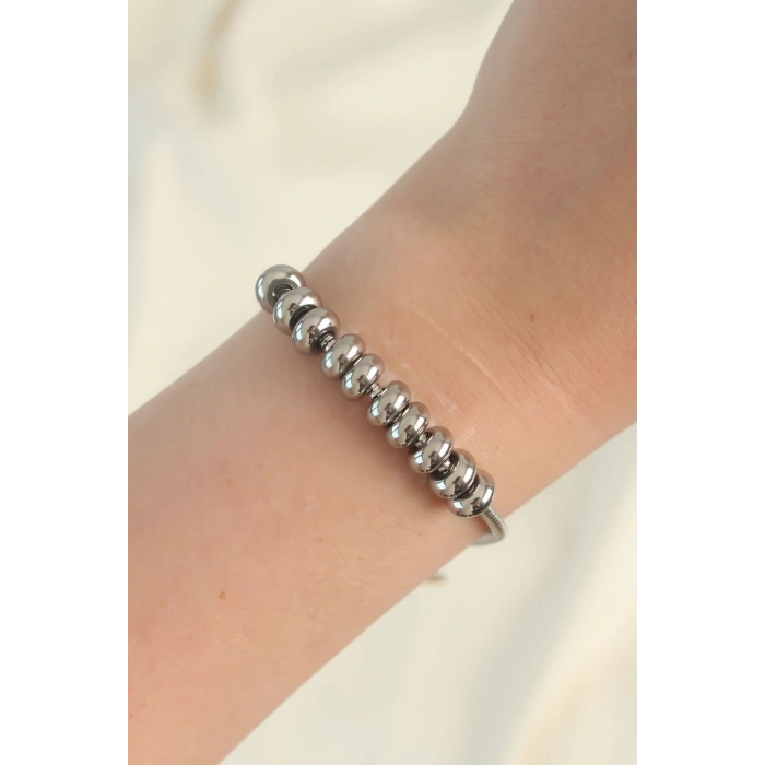 316L Çelik Gümüş Renk Oval Figürlü Bileklik - TJ-BB6097