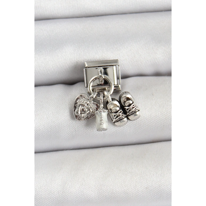 316L Çelik Gümüş Renk Yenidoğan Konsept Nomination Charm - TJ-BC1493