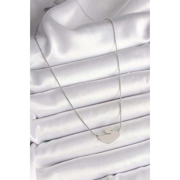 316L Çelik Gümüş Renk Zincir Kuğu Model Kadın Kolye - TJ-BKO9872