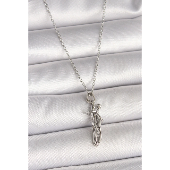 316L Çelik Gümüş Renk Zincir Sarılma Model Kadın Kolye - TJ-BKO9977