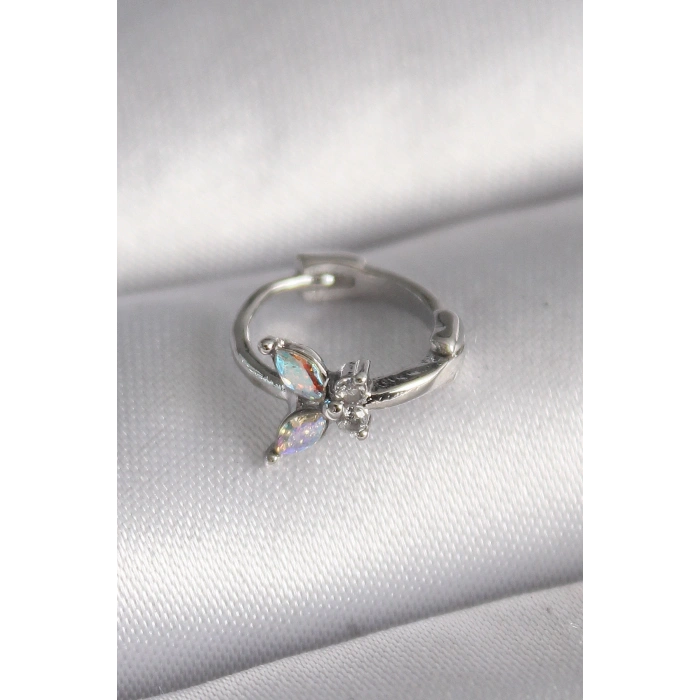 316L Çelik Gümüş Renk Zirkon Taşlı Kelebek Model Tragus Piercing - TJ-PR1327