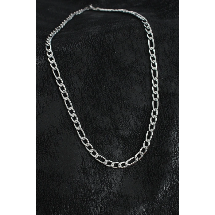 316L Çelik Kalın Figaro Zincir Model Gümüş Renk Erkek Kolye - TJ-ERK1394