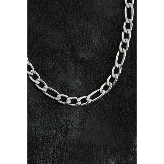 316L Çelik Kalın Figaro Zincir Model Gümüş Renk Erkek Kolye - TJ-ERK1394