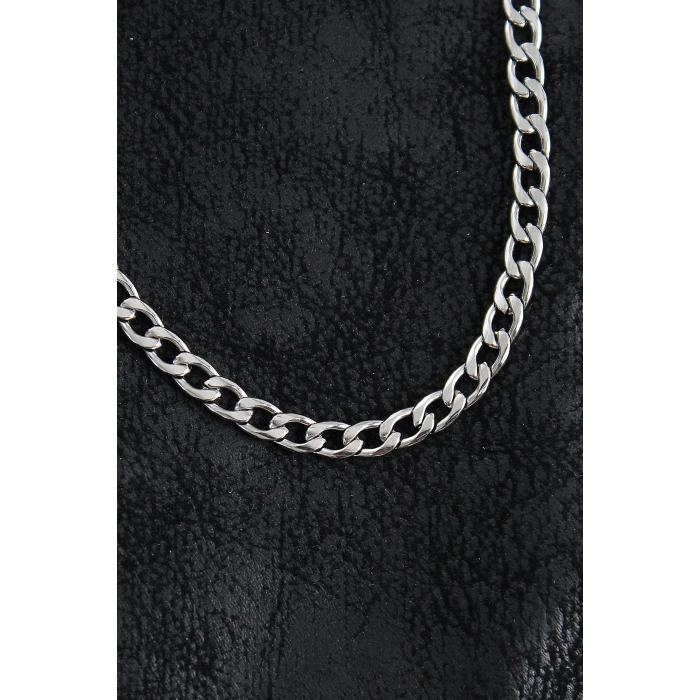 316L Çelik Kalın Klasik Zincir Model Gümüş Renk Erkek Kolye - TJ-ERK1398