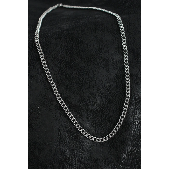 316L Çelik Klasik Oval Zincir Model Gümüş Renk Erkek Kolye - TJ-ERK1390