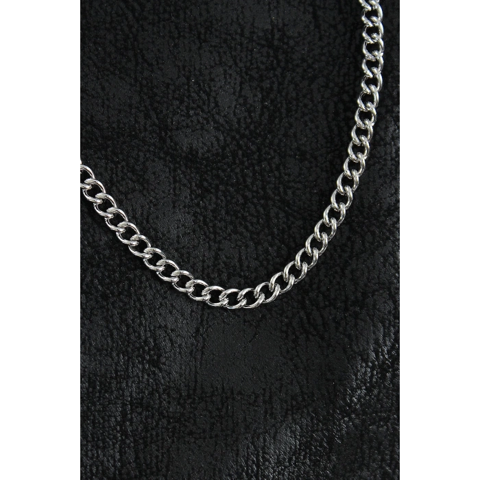 316L Çelik Klasik Oval Zincir Model Gümüş Renk Erkek Kolye - TJ-ERK1390