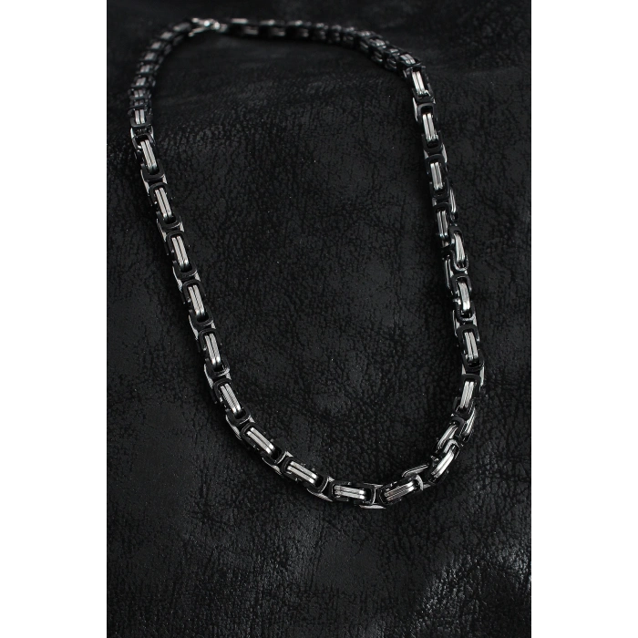 316L Çelik Kral Zincir Model Gümüş Renk Erkek Kolye - TJ-ERK1405