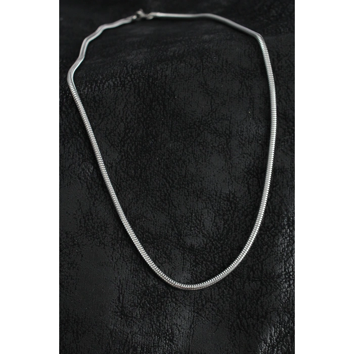 316L Çelik Oval İtalyan Zincir Model Gümüş Renk Erkek Kolye - TJ-ERK1396