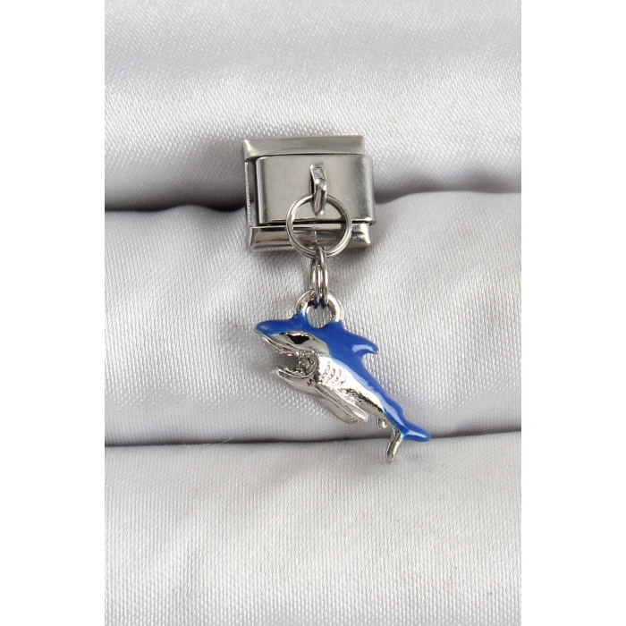 316L Çelik Sallantılı Köpekbalığı Model Gümüş Renk Nomination Charm - TJ-BC1463