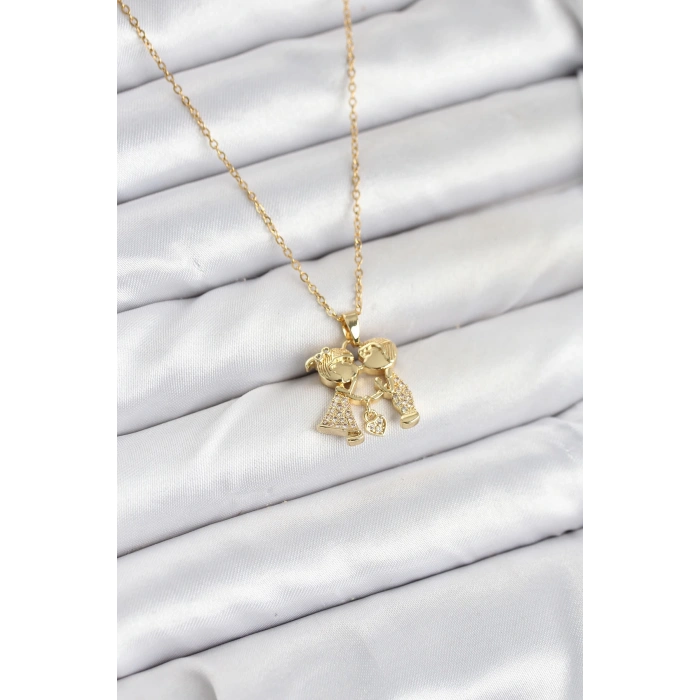 316L Çelik Zincir Gold Renk Erkek Kız Model Kadın Kolye - TJ-BKO10617