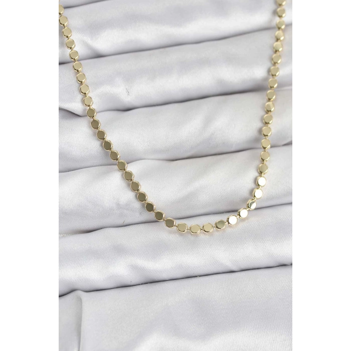 316L Çelik Zincir Gold Renk Ezme Zincir Model  45 cm Kadın Kolye - TJ-BKO10777