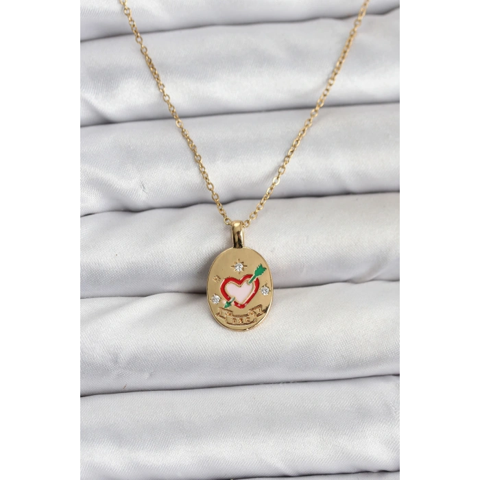 316L Çelik Zincir Gold Renk Kalp Figürlü Kadın Kolye - TJ-BKO10757