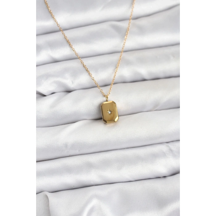 316L Çelik Zincir Gold Renk Minimal Kutup Yıldızı Model Kadın Kolye - TJ-BKO10683