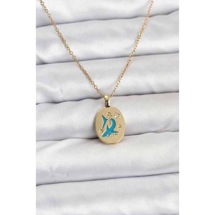 316L Çelik Zincir Gold Renk Shark Figür Kadın Kolye - TJ-BKO10753