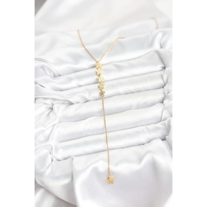 316L Çelik Zincir Gold Renk Yıldız Model Y Kolye - TJ-BKO10660