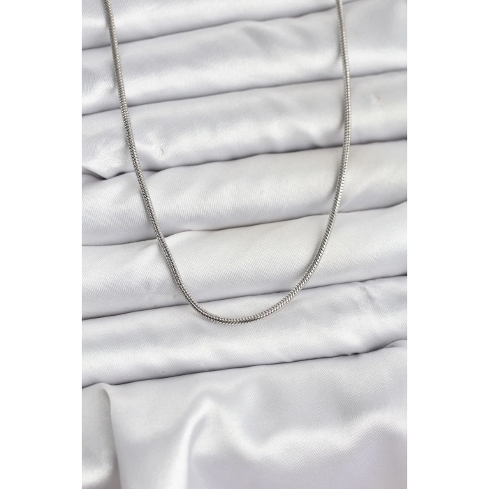 316L Çelik Zincir Gümüş Renk 60 cm Yılan Zincir Kadın Kolye - TJ-BKO10681