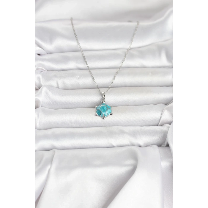 316L Çelik Zincir Gümüş Renk Kaplumbağa Model Kadın Kolye - TJ-BKO11023