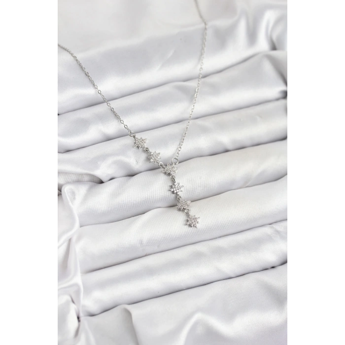 316L Çelik Zincir Gümüş Renk Kutup Yıldızı Model Kadın Kolye - TJ-BKO10665