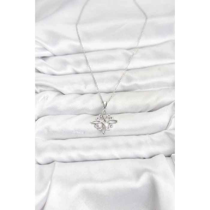 316L Çelik Zincir Gümüş Renk Sonsuzluk Model Zirkon Taşlı Kadın Kolye - TJ-BKO10872