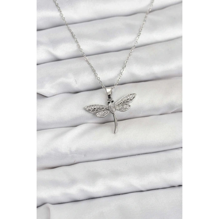 316L Çelik Zincir Gümüş Renk Yusufçuk Model Kadın Kolye - TJ-BKO10762