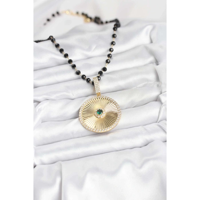 316L Çelik Zincir Kristal Boncuklu Kadın Kolye - TJ-BKO10563