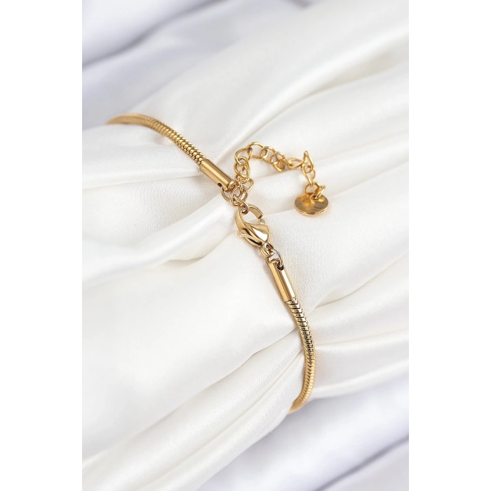 316L Çelik Zirkon Taşlı Göz Charm Model Gold Renk Kadın Bileklik - TJ-BB7842