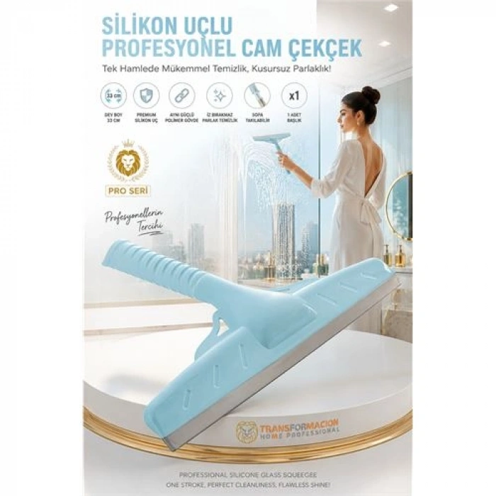 34 CM Silikon Uçlu Profesyonel Cam Çekçek - Tasarım Estetiği ve Kusursuz Temizlik 723197