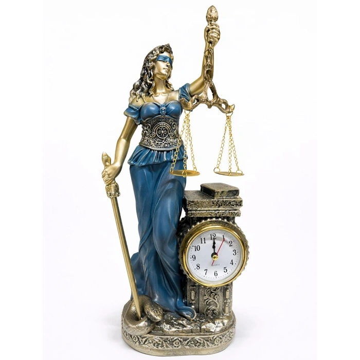 35x14 Cm Polyester Saatli Adalet Figürü