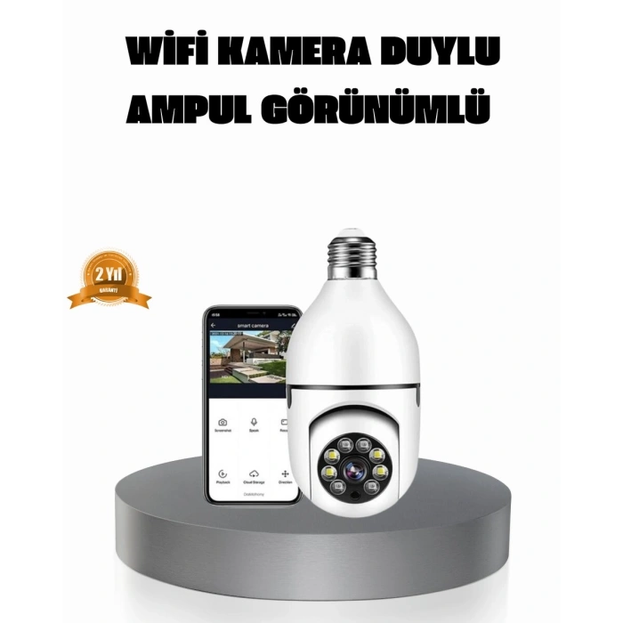360° Akıllı Güvenlik Kamerası – Duya Takılabilir Wi-fi Bağlantılı Hareket Sensörlü