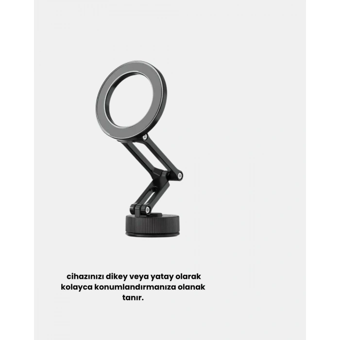 360° Dönebilen Katlanır Manyetik Araç Telefon Tutucu – Magsafe Uyumlu Kompakt Ve Şık Tasarım