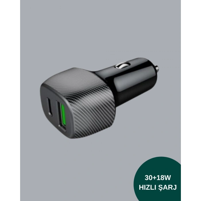 3a Güç Kapasiteli Usb & Type-c Çakmaklık Şarj Adaptörü