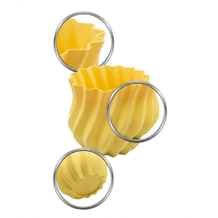 3d Kıvrımlı Sarı Vazo Modern Dekoratif Ev Aksesuarı Şık Tasarım