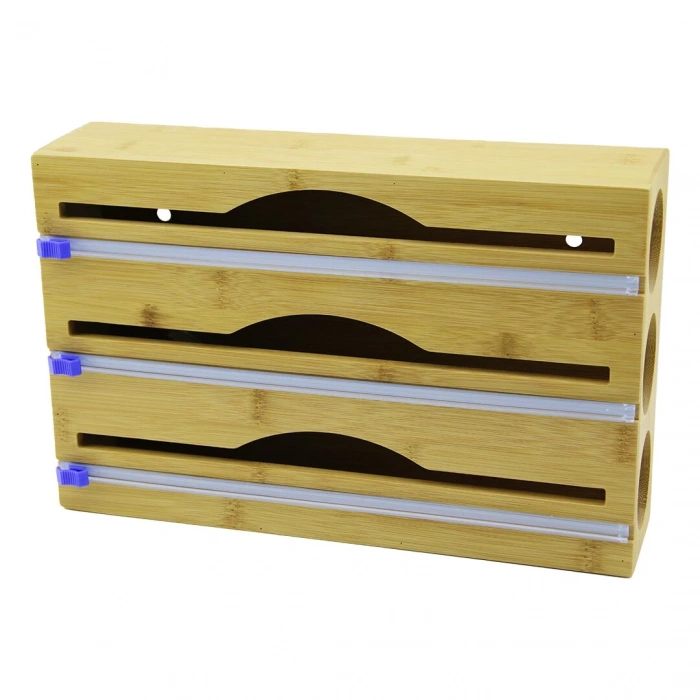 3IN1  AHŞAP BAMBU STREÇLİK FOLYOLUK  KESİCİ BIÇAK KANALLI   22X34CM (4887)