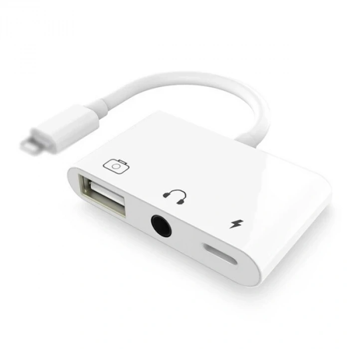 3in1 İphone-ipad Lightning To Kulakılık Ve Usb Kamera Okuyucu Otg