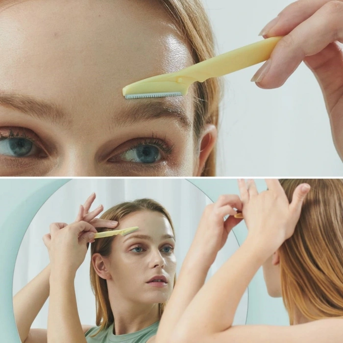 3’lü Kadın Kaş Usturası Seti – Hassas Ciltler İçin Güvenli Yüz Tüy Temizleme Bıçağı (4887)